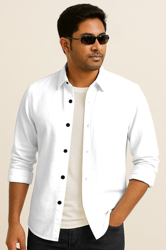 White Long Sleeve Cotton Shirt – Formal & Casual Wear