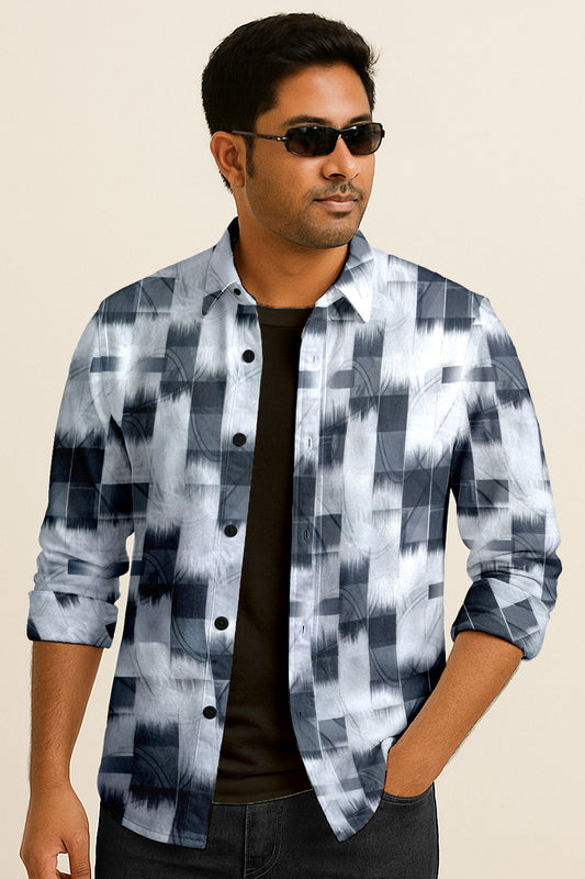 Abstract Print Long Sleeve Shirt - Lightweight Casual and Trendy Wear