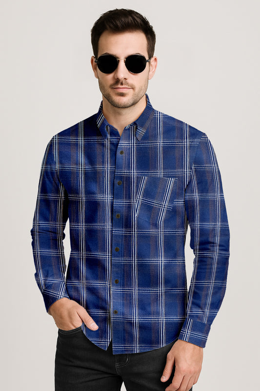 Men's Plaid Cotton Button Down Shirt – Long Sleeve Gingham Casual Dress Shirt, Regular Fit