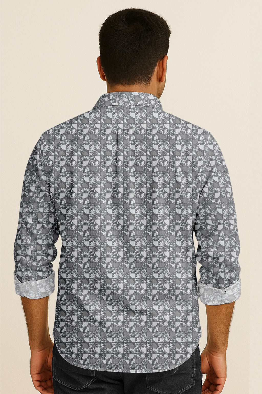 Modern Print Casual Shirt – Long Sleeve Button Down Lightweight Cotton Design