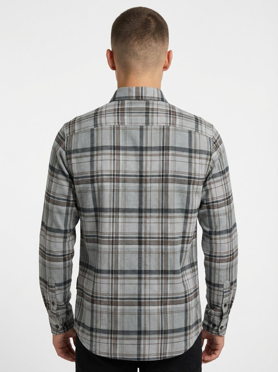 Men's Slim-Fit Premium Brushed Cotton Plaid Shirt