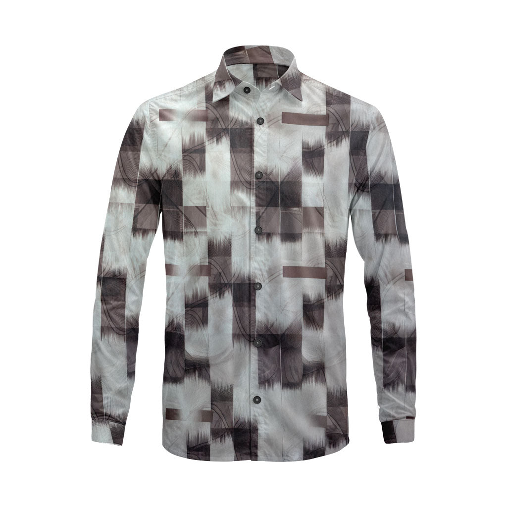 Abstract Print Long Sleeve Shirt - Lightweight Casual and Trendy Wear