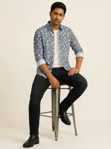 Men's Slim Fit Mosaic Print Cotton Shirt - Slim Fit Luxury Shirt