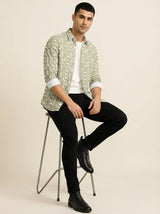 Men's Slim Fit Mosaic Print Cotton Shirt - Slim Fit Luxury Shirt