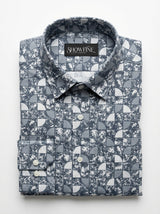 Men's Slim Fit Mosaic Print Cotton Shirt - Slim Fit Luxury Shirt