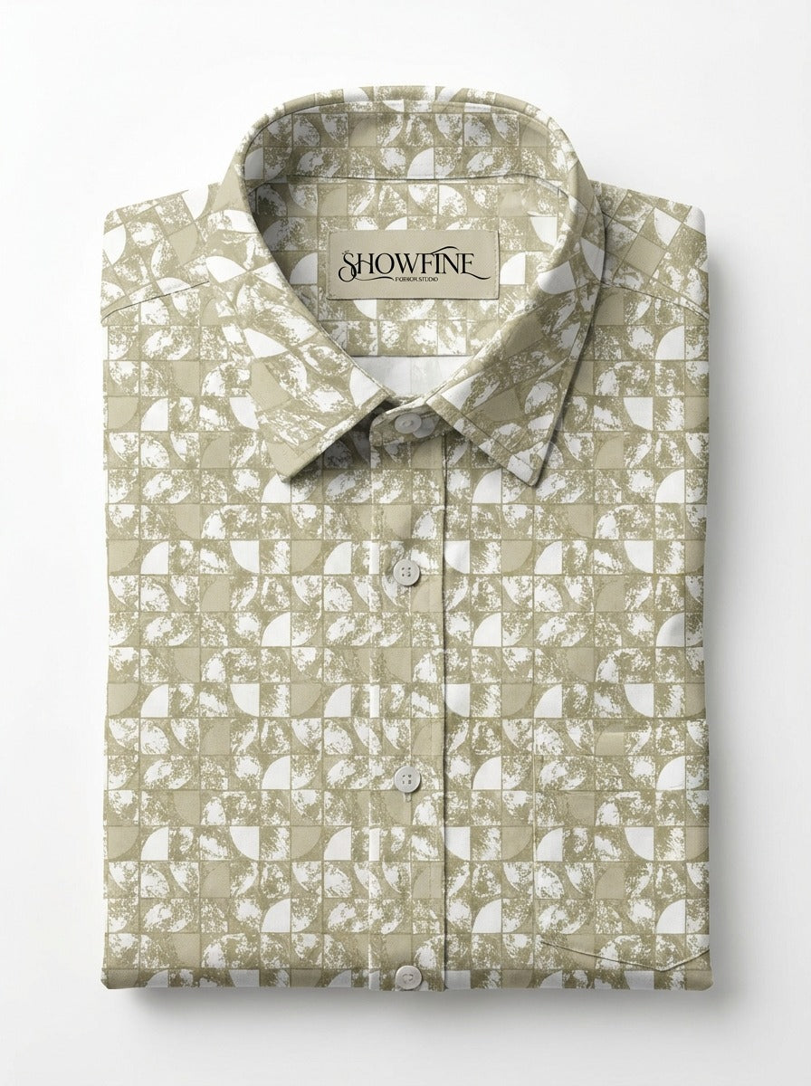 Men's Slim Fit Mosaic Print Cotton Shirt - Slim Fit Luxury Shirt