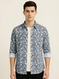 Men's Slim Fit Mosaic Print Cotton Shirt - Slim Fit Luxury Shirt