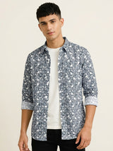 Men's Slim Fit Mosaic Print Cotton Shirt - Slim Fit Luxury Shirt