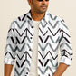 Geometric Printed Casual Button Down Shirt – Long Sleeve Cotton Summer Beachwear with Pocket