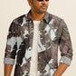 Men’s Long Sleeve Button Down Shirt – Tropical Leaf Print Cotton Shirt, Casual Summer Dress Shirt