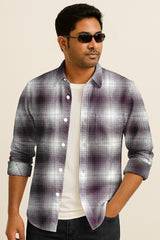 Plaid Checkered Casual Shirt – Long Sleeve Button Down Cotton-Poly Blend Shirt
