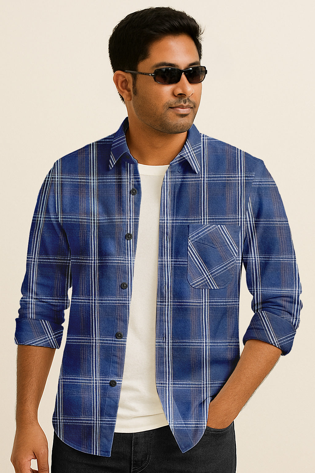Men's Plaid Cotton Button Down Shirt – Long Sleeve Gingham Casual Dress Shirt, Regular Fit
