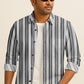 Vertical Striped Long Sleeve Button Down Shirt – Lightweight Cotton Casual Dress Shirt