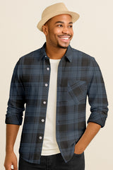Casual Plaid Long Sleeve Button Down Shirt – Cotton Blend