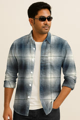 Plaid Checkered Casual Shirt – Long Sleeve Button Down Cotton-Poly Blend Shirt