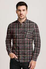 Long Sleeve Plaid Cotton Shirt – Button Down Checkered Casual Dress Shirt
