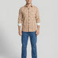 Men's Orange and White Gingham Checkered Button-Down Shirt