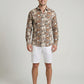 Vintage-Inspired Men's Earth Tone Marble Print Button-Down Shirt
