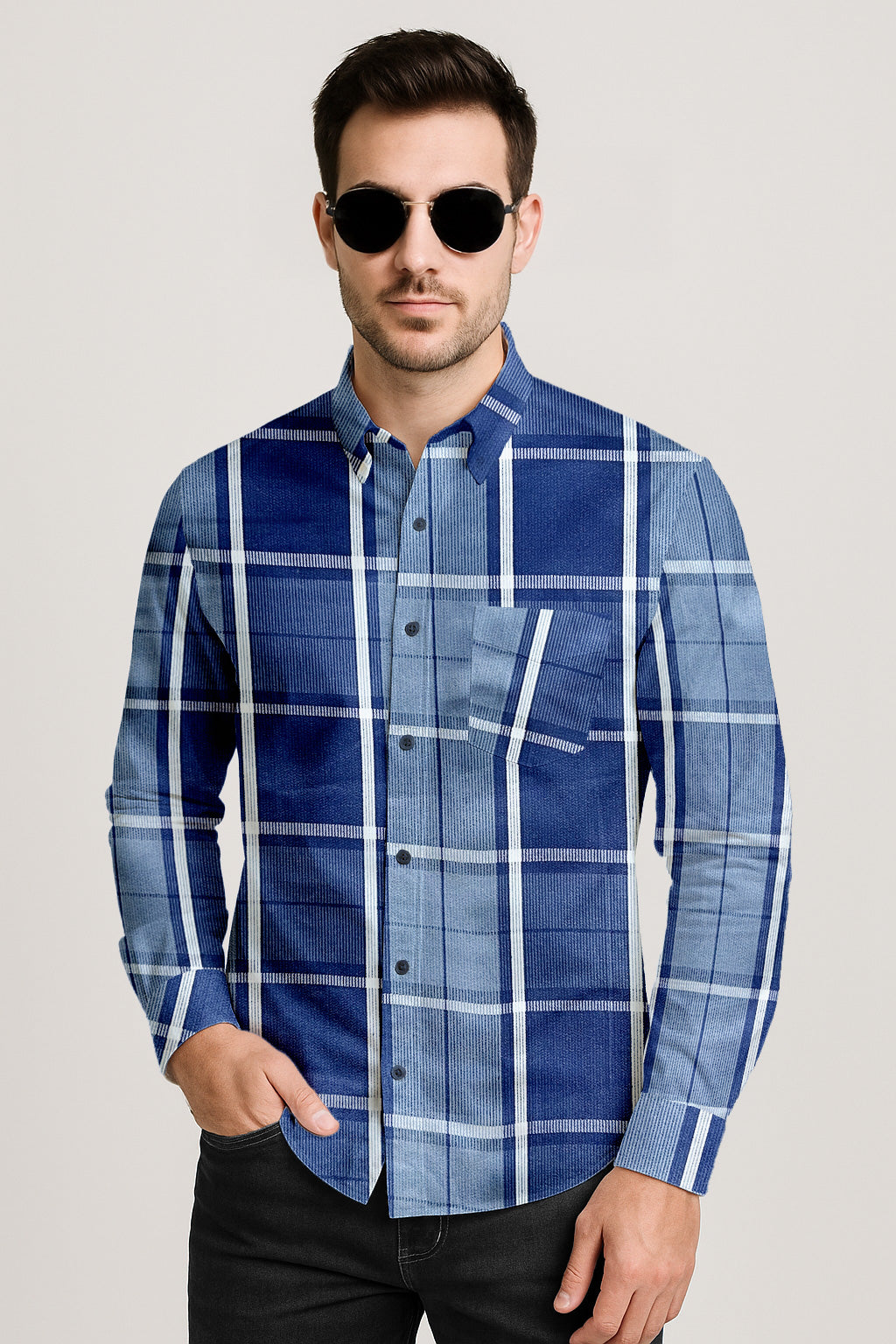 Gingham Plaid Cotton Dress Shirt – Men’s Long Sleeve Casual Button Down