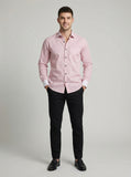 Men's Pink Geometric Print Button-Down Shirt with Contrast Cuffs