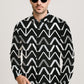 Geometric Printed Casual Button Down Shirt – Long Sleeve Cotton Summer Beachwear with Pocket