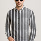 Vertical Striped Long Sleeve Button Down Shirt – Lightweight Cotton Casual Dress Shirt