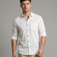Men's White Textured Long Sleeve Button Down Casual Shirt