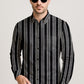 Vertical Striped Long Sleeve Button Down Shirt – Lightweight Cotton Casual Dress Shirt