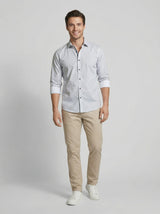 Men's Geometric Micro-Print Long Sleeve Dress Shirt - Light Blue