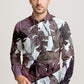 Men’s Long Sleeve Button Down Shirt – Tropical Leaf Print Cotton Shirt, Casual Summer Dress Shirt