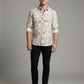 The Showfine Men's Abstract Floral Print Button-Down Shirt - Breathable Linen Blend