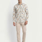 Men's Tropical Palm Orange Leaf Print Long Sleeve Button-Down Casual Shirt - Summer Vacation Style