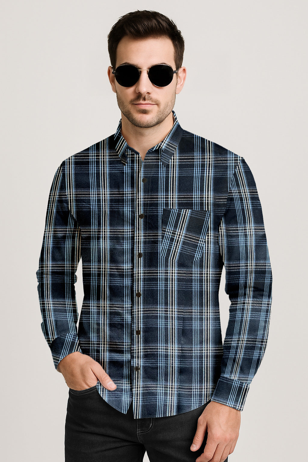Men's Plaid Cotton Button Down Shirt – Long Sleeve Gingham Casual Dress Shirt, Regular Fit