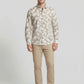 Men's Beige Tropical Leaf Print Long Sleeve Button-Down Shirt