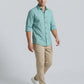 Men's Sky Blue Textured Cotton-Blend Casual Button-Down Shirt