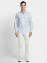 Men's Premium Vertical Striped Linen Casual Long Sleeve Button-Down Shirt