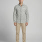 Men's Classic Grey & White Plaid Button-Down Shirt