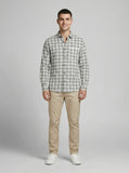 Men's Classic Grey & White Plaid Button-Down Shirt