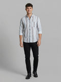 Men's Classic Striped Cotton-Blend Casual Button-Down Shirt