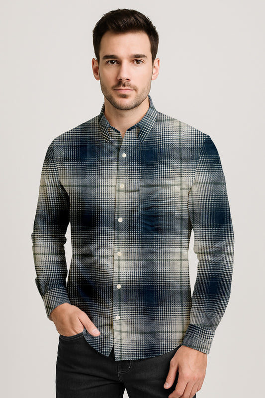 Plaid Checkered Casual Shirt – Long Sleeve Button Down Cotton-Poly Blend Shirt