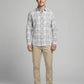The Showfine Men's Grey and White Plaid Long-Sleeve Button-Down Shirt