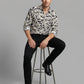 Men's Alphabet Graphic Print Long-Sleeve Button-Down Shirt