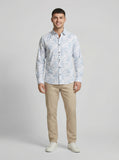 Men's Modern Geometric Print Long Sleeve Button-Down Shirt