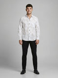 Men's Modern Geometric Line Pattern Long Sleeve Button-Down Shirt