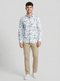 Men's Abstract Print Long Sleeve Button-Down Shirt - Lightweight Casual Top