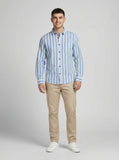 Towne Men's Classic Blue and White Striped Button-Down Shirt