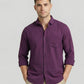 Men's Royal Purple Textured Long Sleeve Button Down Casual Shirt