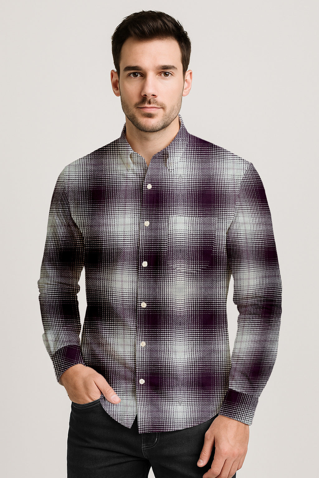 Plaid Checkered Casual Shirt – Long Sleeve Button Down Cotton-Poly Blend Shirt