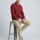 Men's Wine Red Textured Double Gauze Long Sleeve Button-Down Shirt