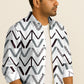 Geometric Printed Casual Button Down Shirt – Long Sleeve Cotton Summer Beachwear with Pocket